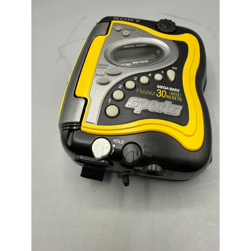 Sony Sports Walkman WM-FS220 Yellow Black Digital Tuner Cassette Player, Works!